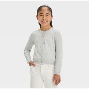 Cat And Jack Girl's Button Up Grey Cardigan Sweater Size S (6/7) NWT